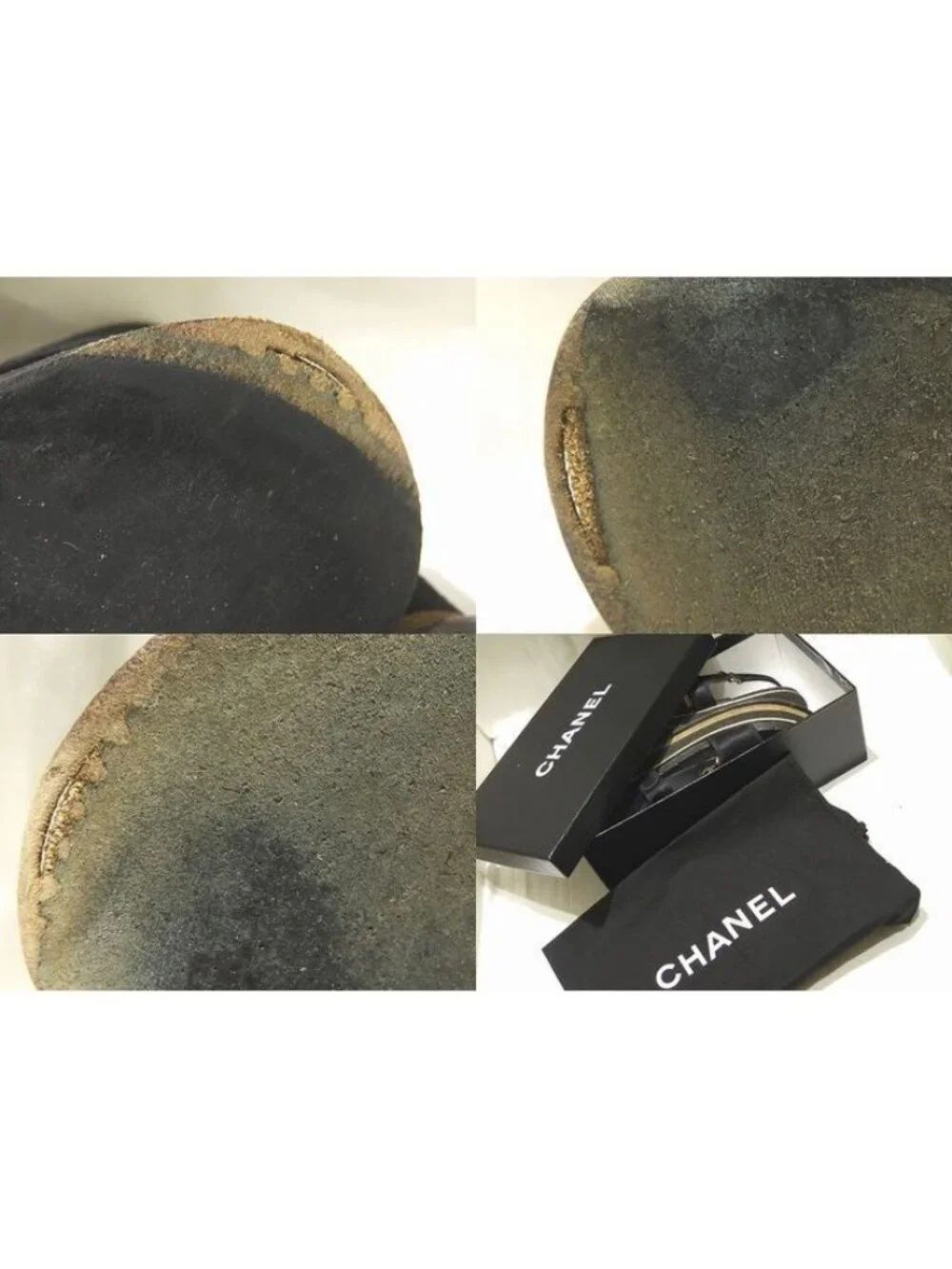 Chanel Sandals Quilted Leather Insole Satin Black CC Logo Shoes 38